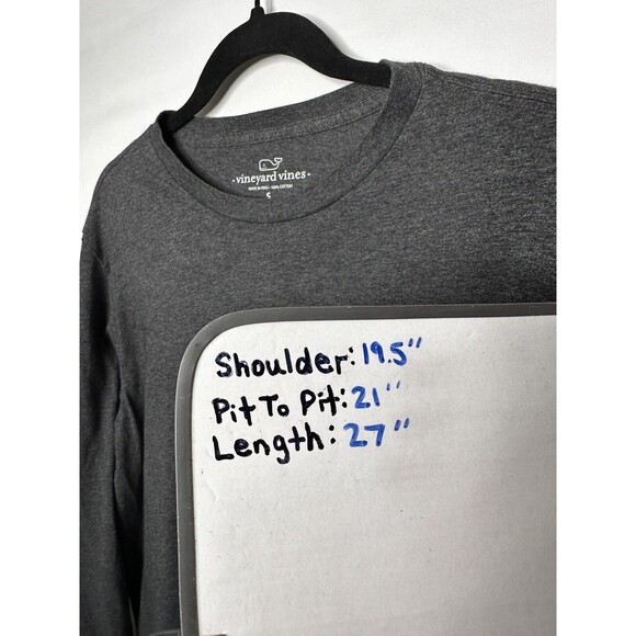 Vineyard Vines Long Sleeve Shirt Dark‎ Gray Whale Logo Cotton Men’s Size Small - Picture 8 of 8